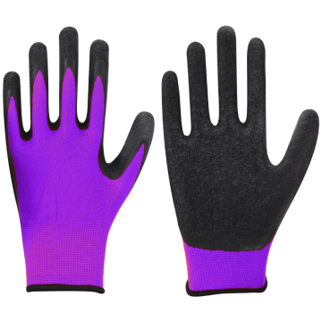 13 Gauge Polyester Crinkled Latex Palm Coated Gloves